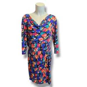 Anne Klein colorful wrap 3/4 sleeve dress. 12